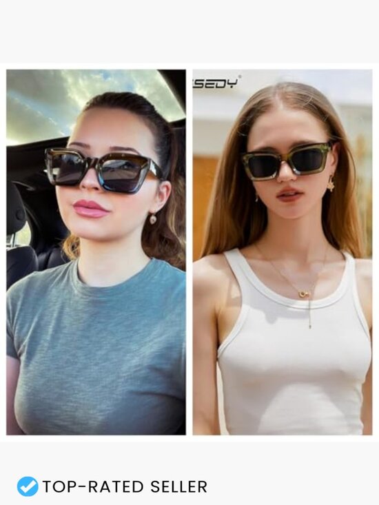 Classic Square Sunglasses Chunky Thick Frame UV Protection Retro Vintage